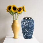 6-SOGA 30x19cm Blue Medium Ceramic Flower Vase Elegant Living Room Home Decor