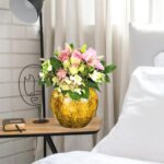 4-SOGA 21x22cm Yellow Small Ceramic Flower Vase Elegant Living Room Home Decor
