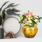 5-SOGA 21x22cm Yellow Small Ceramic Flower Vase Elegant Living Room Home Decor