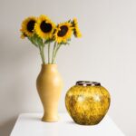 7-SOGA 21x22cm Yellow Small Ceramic Flower Vase Elegant Living Room Home Decor