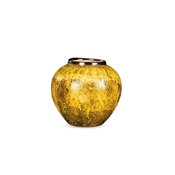 1-SOGA 21x22cm Yellow Small Ceramic Flower Vase Elegant Living Room Home Decor