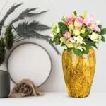 5-SOGA 30x19cm Yellow Medium Ceramic Flower Vase Elegant Living Room Home Decor