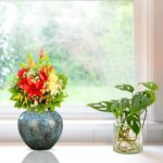 4-SOGA 21x22cm Light Blue Small Ceramic Flower Vase Elegant Living Room Home Decor