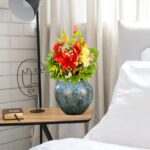 5-SOGA 21x22cm Light Blue Small Ceramic Flower Vase Elegant Living Room Home Decor