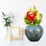 6-SOGA 21x22cm Light Blue Small Ceramic Flower Vase Elegant Living Room Home Decor