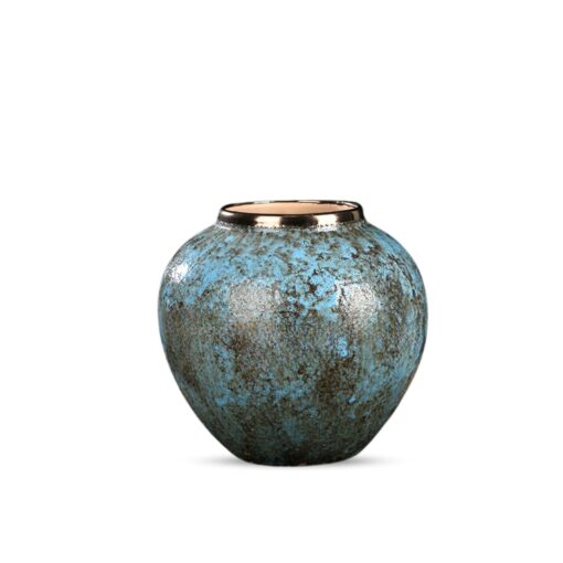 1-SOGA 21x22cm Light Blue Small Ceramic Flower Vase Elegant Living Room Home Decor