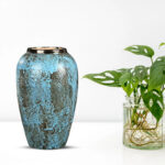 3-SOGA 30x19cm Light Blue Medium Ceramic Flower Vase Elegant Living Room Home Decor
