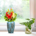 4-SOGA 30x19cm Light Blue Medium Ceramic Flower Vase Elegant Living Room Home Decor