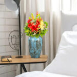 6-SOGA 30x19cm Light Blue Medium Ceramic Flower Vase Elegant Living Room Home Decor