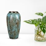 2-SOGA 35x17cm Light Blue Large Ceramic Flower Vase Elegant Living Room Home Decor
