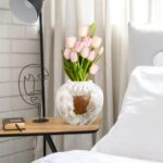 6-SOGA 21x22cm Gradient White Small Ceramic Flower Vase Elegant Living Room Home Decor