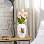 3-SOGA 30x19cm Gradient White Medium Ceramic Flower Vase Elegant Living Room Home Decor