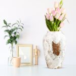 6-SOGA 30x19cm Gradient White Medium Ceramic Flower Vase Elegant Living Room Home Decor