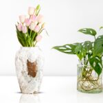 7-SOGA 30x19cm Gradient White Medium Ceramic Flower Vase Elegant Living Room Home Decor