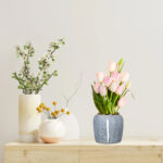 6-SOGA 21x22cm Grey Small Ceramic Flower Vase Elegant Living Room Home Decor