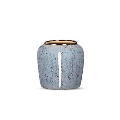 1-SOGA 21x22cm Grey Small Ceramic Flower Vase Elegant Living Room Home Decor