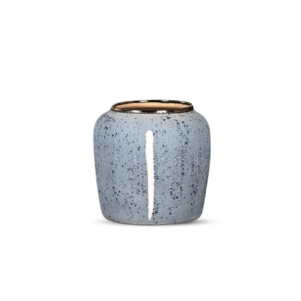 1-SOGA 21x22cm Grey Small Ceramic Flower Vase Elegant Living Room Home Decor