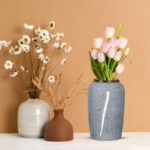 5-SOGA 30x19cm Grey Medium Ceramic Flower Vase Elegant Living Room Home Decor