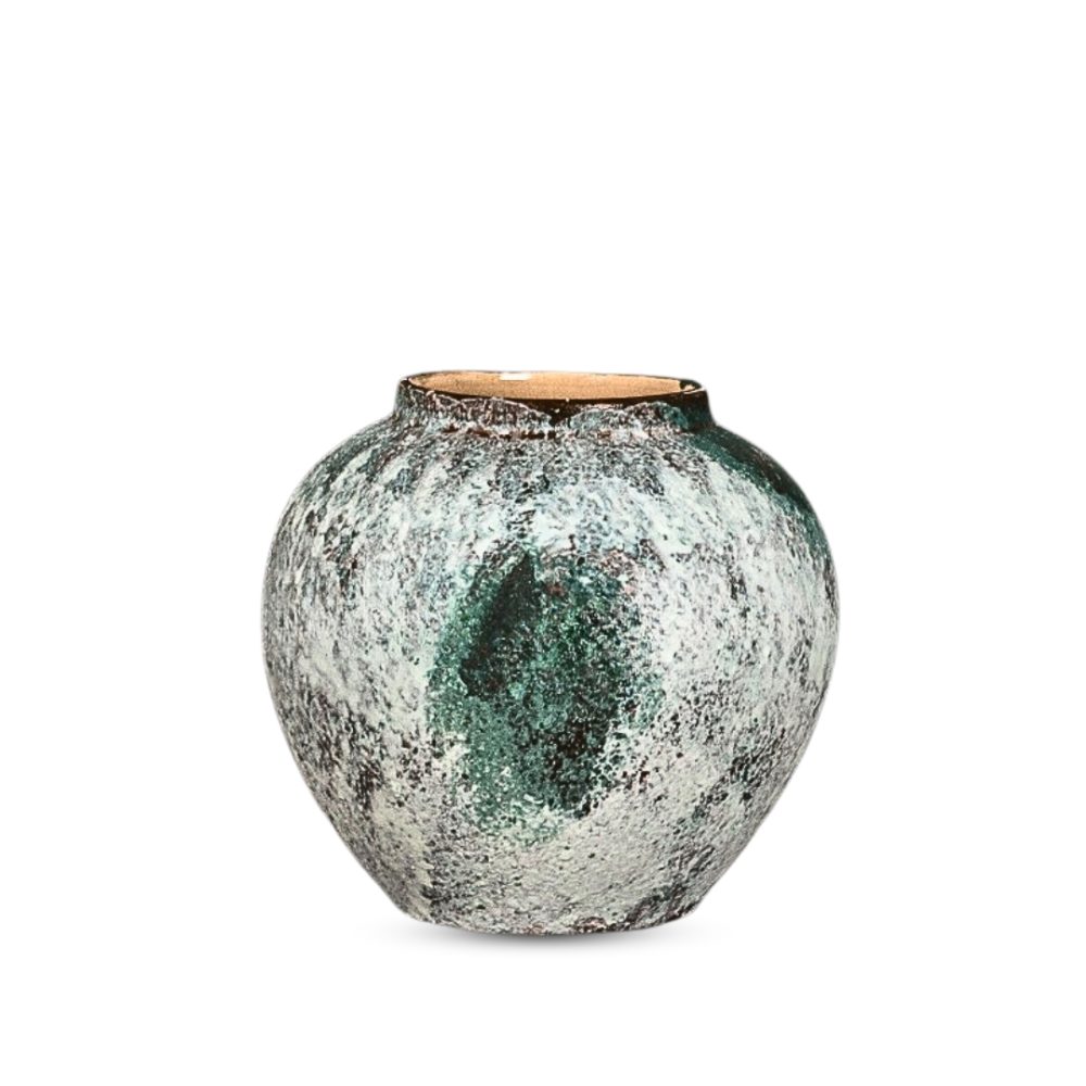 1-SOGA 21x22cm Green Small Ceramic Flower Vase Elegant Living Room Home Decor