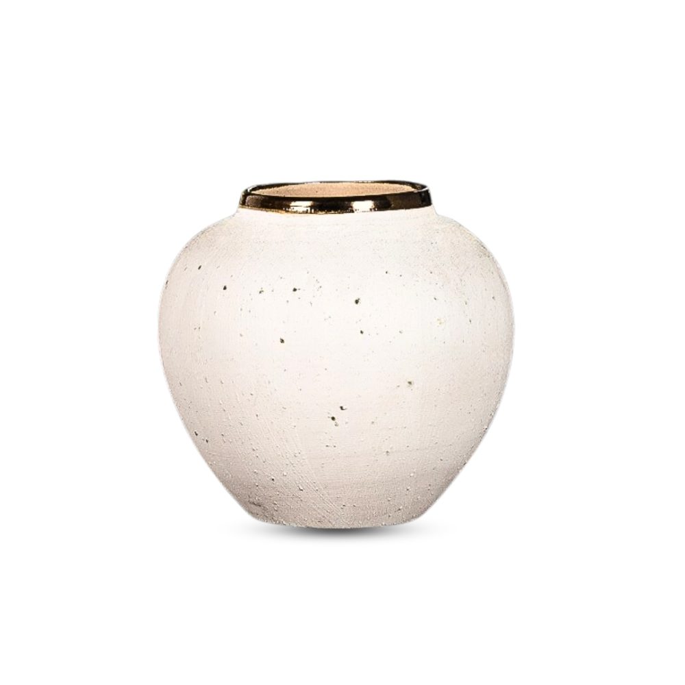1-SOGA 21x22cm Plain White Small Ceramic Flower Vase Elegant Living Room Home Decor