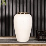 3-SOGA 30x19cm Plain White Medium Ceramic Flower Vase Elegant Living Room Home Decor
