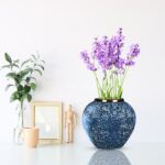 7-SOGA 21x22cm Blue with White Mini Floral Small Ceramic Flower Vase Elegant Living Room Home Decor