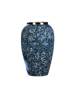 1-SOGA 30x19cm Blue with White Mini Floral Medium Ceramic Flower Vase Elegant Living Room Home Decor