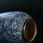3-SOGA 35x17cm Blue with White Mini Floral Large Ceramic Flower Vase Elegant Living Room Home Decor