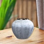 3-SOGA 21x22cm White and Grey Small Ceramic Flower Vase Elegant Living Room Home Decor