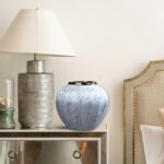 4-SOGA 21x22cm White and Grey Small Ceramic Flower Vase Elegant Living Room Home Decor