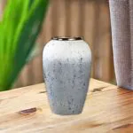 3-SOGA 30x19cm White and Grey Medium Ceramic Flower Vase Elegant Living Room Home Decor