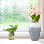 5-SOGA 30x19cm White and Grey Medium Ceramic Flower Vase Elegant Living Room Home Decor