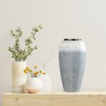 6-SOGA 30x19cm White and Grey Medium Ceramic Flower Vase Elegant Living Room Home Decor