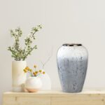7-SOGA 35x17cm White and Grey Large Ceramic Flower Vase Elegant Living Room Home Decor