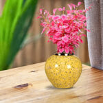 7-SOGA 21x22cm Yellow with White Mini Floral Small Ceramic Flower Vase Elegant Living Room Home Decor