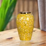 5-SOGA 30x19cm Yellow with White Mini Floral Medium Ceramic Flower Vase Elegant Living Room Home Decor