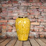 6-SOGA 30x19cm Yellow with White Mini Floral Medium Ceramic Flower Vase Elegant Living Room Home Decor