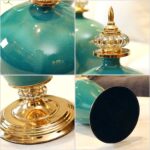 3-SOGA 3X Ceramic Oval Flower Vase with Blue Flower Set Dark Blue