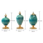 2-SOGA 38.50cm Ceramic Oval Flower Vase with Gold Metal Base Yellow