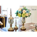 2-SOGA 2X Clear Glass Flower Vase with Lid and White Flower Filler Vase Black Set