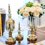 4-SOGA 2X Clear Glass Flower Vase with Lid and White Flower Filler Vase Black Set