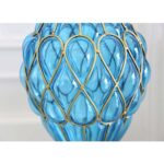 6-SOGA 67cm Blue Glass Tall Floor Vase with Metal Flower Stand