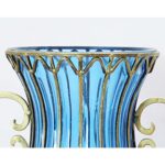 6-SOGA 51cm Green Glass Oval Floor Vase with Metal Flower Stand