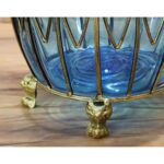 7-SOGA 51cm Green Glass Oval Floor Vase with Metal Flower Stand