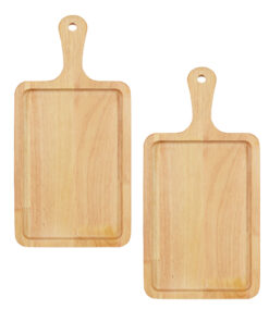 1-SOGA 2X 40cm Rectangle Premium Wooden Oak Food Serving Tray Charcuterie Board Paddle Home Decor