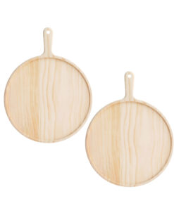 1-SOGA 2X 7 inch Round Premium Wooden Pine Food Serving Tray Charcuterie Board Paddle Home Decor