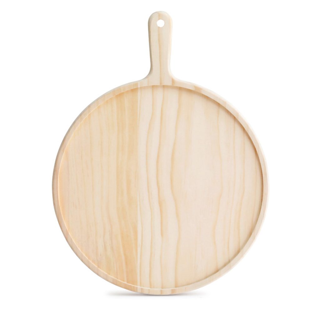 1-SOGA 9 inch Round Premium Wooden Pine Food Serving Tray Charcuterie Board Paddle Home Decor