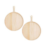 1-SOGA 2X 11 inch Round Premium Wooden Pine Food Serving Tray Charcuterie Board Paddle Home Decor