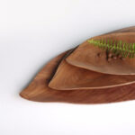 6-SOGA Set of 2 Walnut Leaf Shape Wooden Tray Food Charcuterie Serving Board Paddle Centerpiece Home Decor