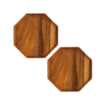 1-SOGA 2X 20cm Octagon Wooden Acacia Food Serving Tray Charcuterie Board Centerpiece  Home Decor